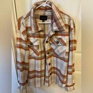 Love Tree Women's Shacket - Orange and Cream Plaid